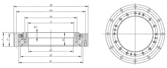 XRU系列機器人軸承-SHG/SHF諧波減速機用交叉滾子軸承結(jié)構(gòu)圖