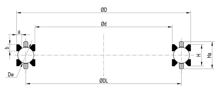 WBM異形鋼絲四點球結(jié)構(gòu)系列（雙面滾道）結(jié)構(gòu)圖